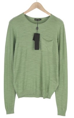 Antony Morato Herren Pullover L Grün Gestrickt Rundhals Patch Tasche Logo Pulli