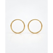 10K Solid Yellow Gold Tiny Endless Hoop Earrings 10mm Kids / Girls