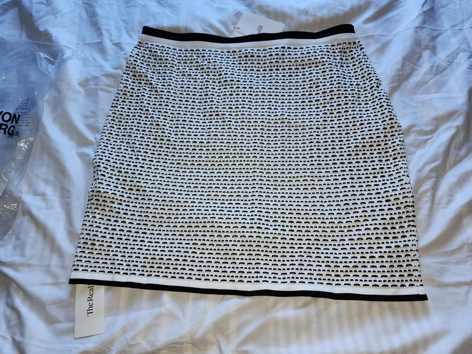 Falda Diane Von Furstenberg Monocromática Rayna Tejida Tweed Marfil Talla Grande ¡¡NUEVA CON ETIQUETAS!!! Foto 2 de 4