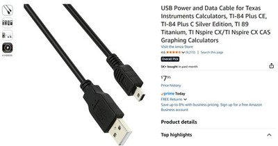 Bulk lot of 80 USB Power Data Cables for TI Calculators 84 CX CAS Wholesale #151
