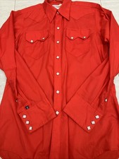Rockmount Ranch Wear Shirt Mens Size 15 1/2 Diamond Pearl Snap Red Tru-West