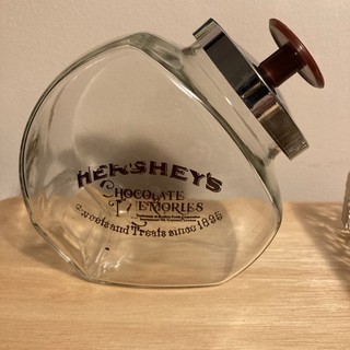 Hersheys Chocolate Memories Candy Jar with tilted lid.