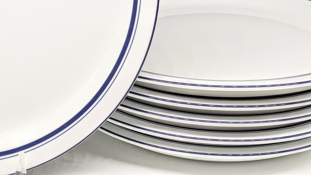 Set 4 Dansk Christianshavn Blue BISTRO Dinner Plates **8 TOTAL
