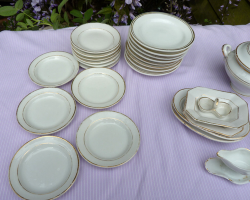 Antique Miniature Dinner Set Service Childs Gilt Trim Porcelain 33 pieces - Picture 14 of 24
