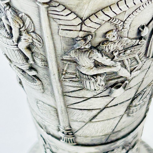 Frieling Zinn 95% Pewter 9" Tall Wheat Beer Cup Bayern Germany Embossed Vintage - Picture 10 of 10
