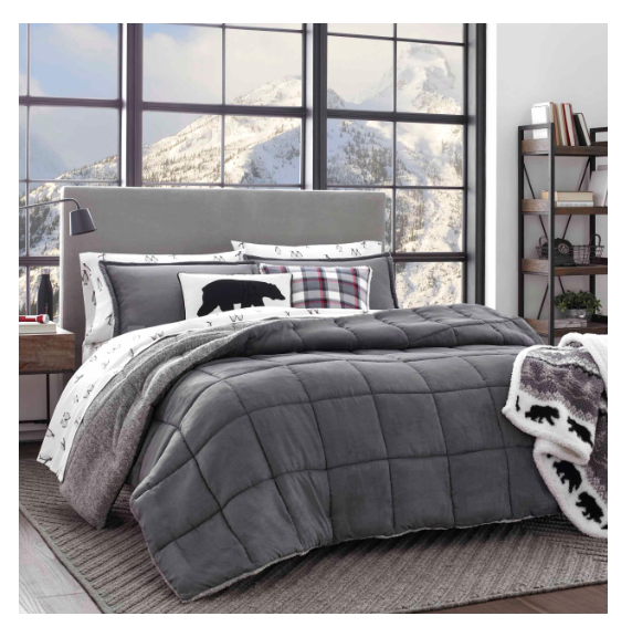 Eddie Bauer Sherwood Dark Gray Heather 3pc Reversible Comforter Set Full/queen for sale online