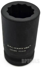 33mm Deep Impact Spindle Socket 1" Drive 12 Point Axle Nut Socket Remover CR-MO