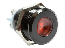 PLB16R ATI 16mm 5/8" Red 12V LED Metal Indicator Pilot Dash Light Black Casing