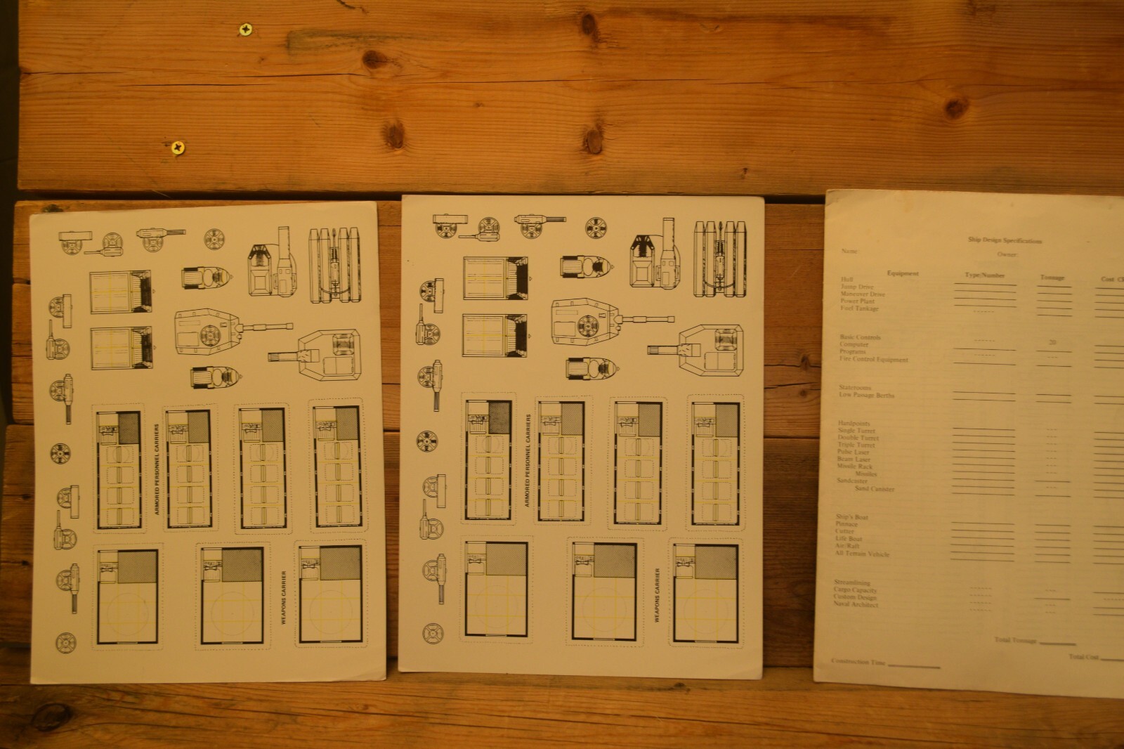 GDW Simba Safari Traveller RPG Ship Deck Plans w/ Cutouts FASA VTG