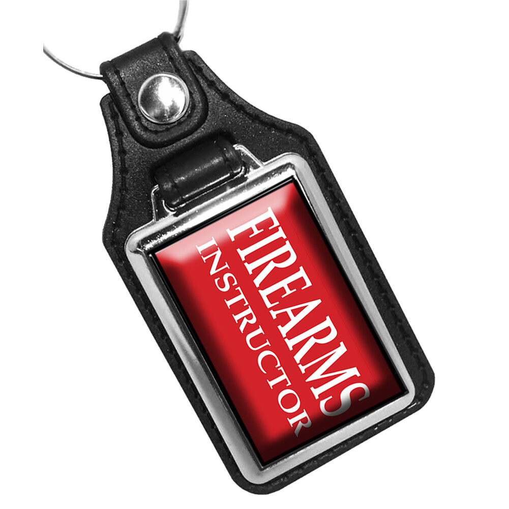 Heavy Duty Keychain For Gun Enthusiasts - Realistic Police Military Firearm Instructor Keyring, Faux Leather, USA Made
