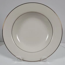 Homer Laughlin China ~ 11" Pasta Bowl ~ Wide Rim Ivory with Gold Trim