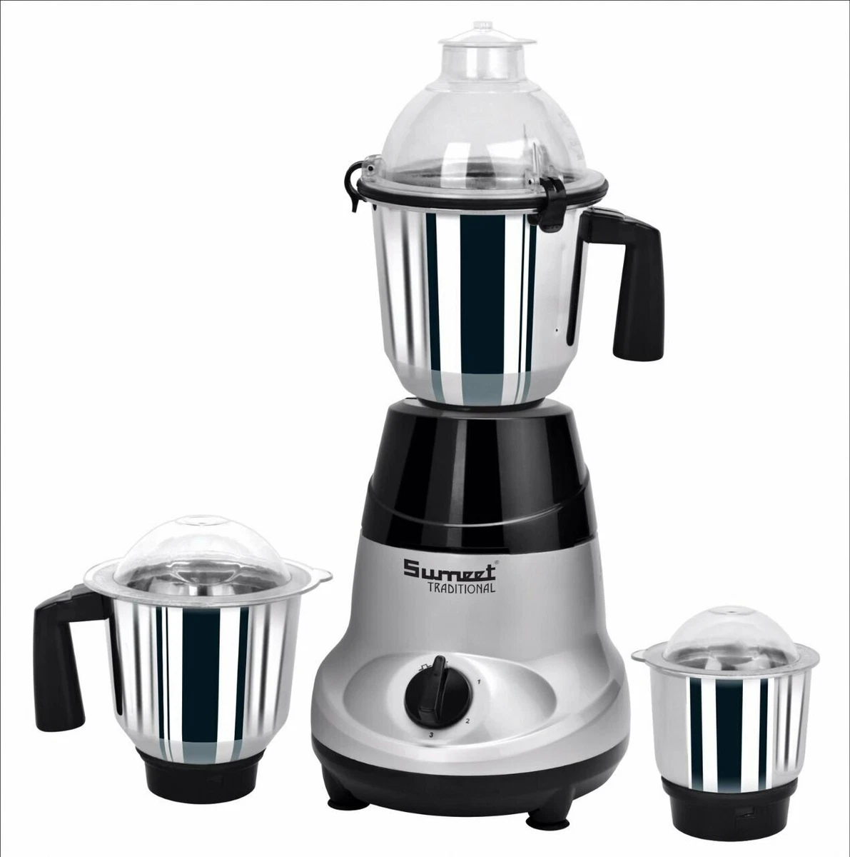 New Sumeet Traditional Amica 750 Watt Mixer Grinder with 3 Jars Black grey