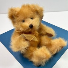 Russ Berrie Pennington Teddy Bear From the Past Gold Shiny Velvet Paws Bow 10"