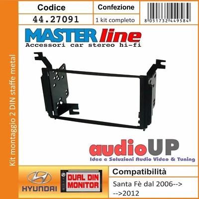 Masque Autoradio 2 DIN HYUNDAI SANTA FE' 2007->2012 Kit Avec Supports En ABS - Photo 1/3