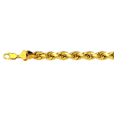 10k Yellow Gold 9mm Rope Chain D/Cut Necklace Size 16''-30'' Hollow