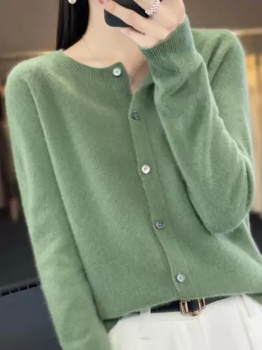 Long Sleeve 100% Merino Wool Sweaters Cashmere Cardigan Spring Autumn Women O-Ne - Picture 57 of 84