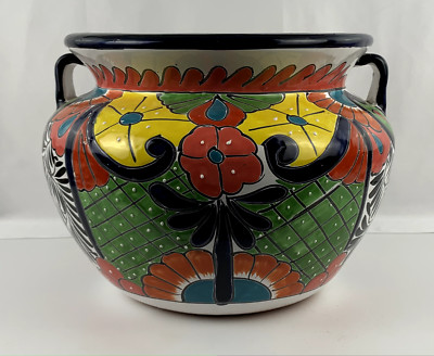 XOOCH MEXICO, Blumentopf Talavera ''MICHOACANA'' Dunkelblau, Gross, Kunsthandwerk