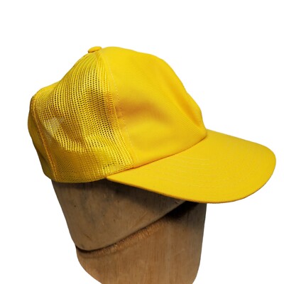 Vintage Yellow Hat Cap Adjustable Baseball Young An Mesh Snapback