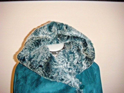 Terry Lewis Classic Luxureis HSN Faux Fur Hooded Coat Jacket Large Green - Picture 3 of 12