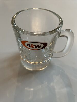 Vintage A & W Root Beer Glass Float Mini Mug Logo Small Child Size 3  Tall Shot