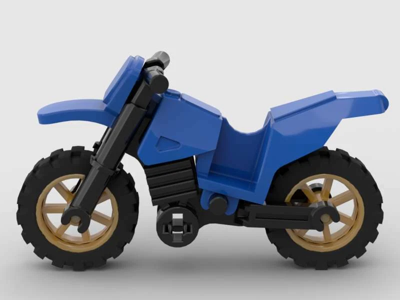 LEGO Blue Dirt Bike Motorcycle Black Chassis Gold Rims Race