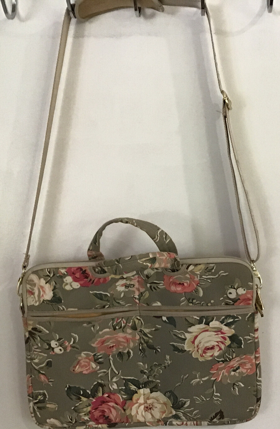 Kayond  Canvas Laptop/Tablet Sleeve Case Padded W/ Pockets Crossbody Strap