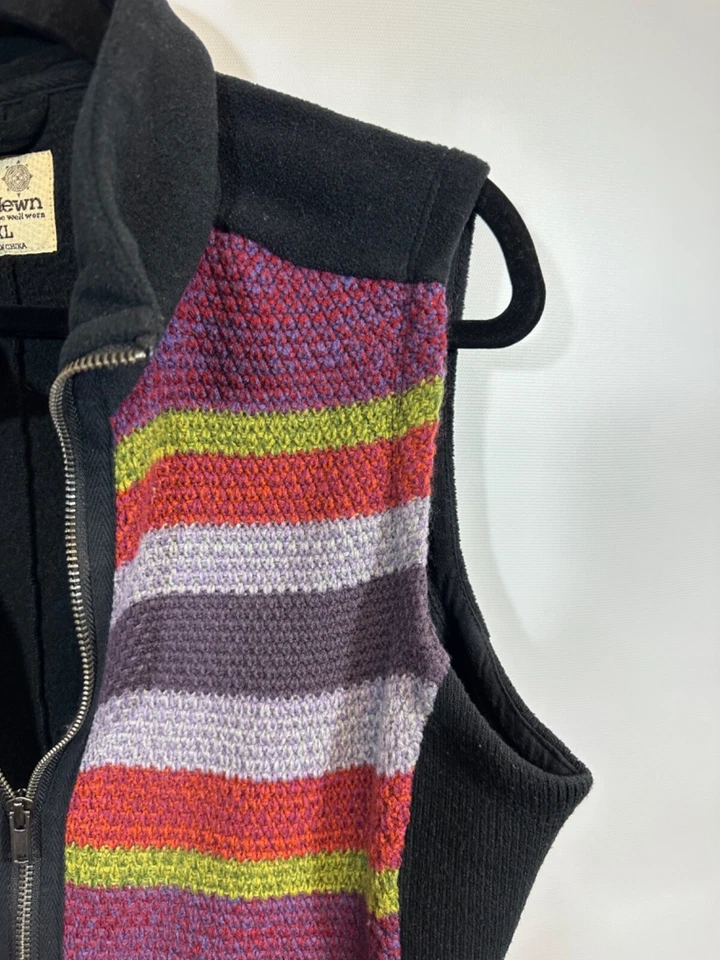 Chaleco tallado con volantes para mujer talla PXL negro rojo púrpura a rayas tejido con cremallera informal D58 Foto 2 de 4