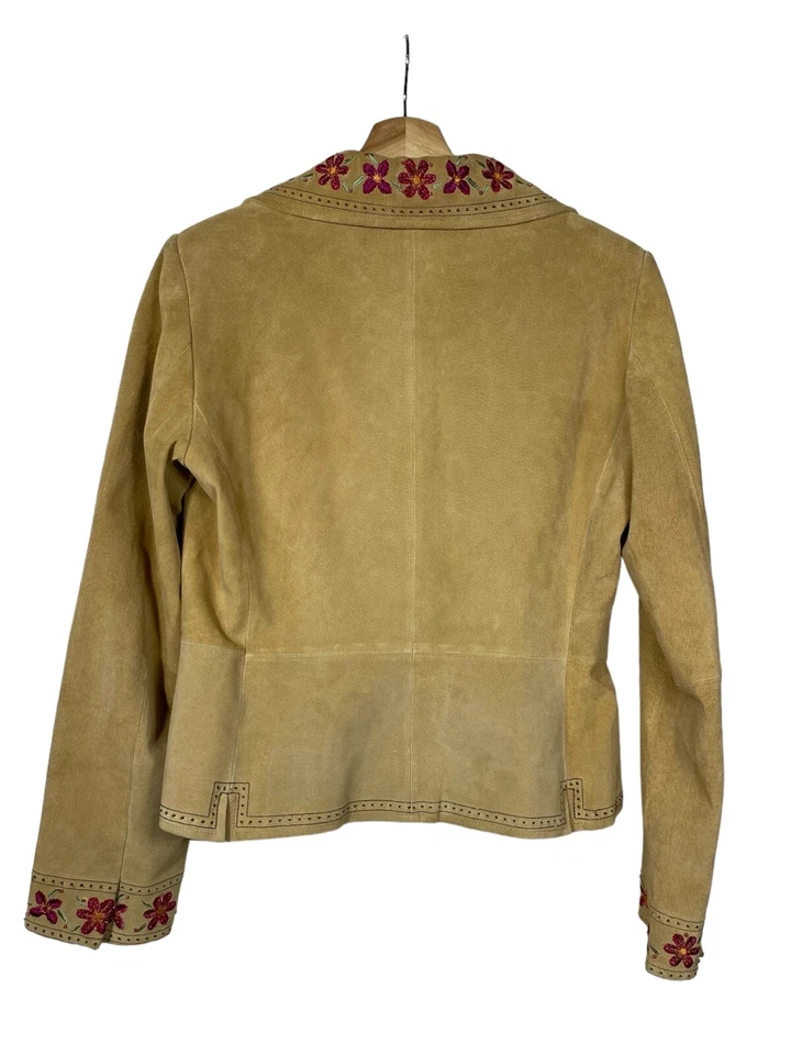 Женская замшевая кожаная куртка Margaret Godfrey размер 8 богемное вестерн с цветочной вышивкой - Изображение 2 из 4