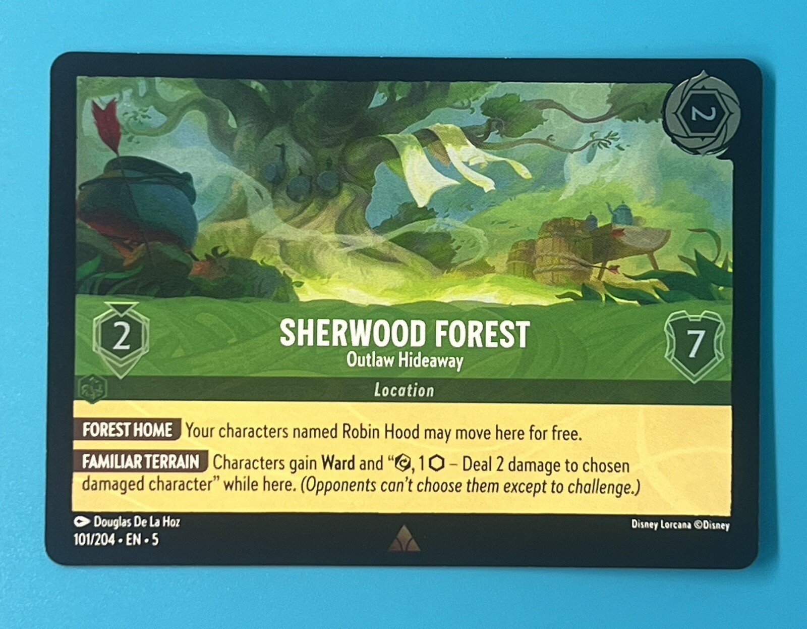 Lorcana NM Shimmering Skies Rare Sherwood Forest Outlaw Hideaway 101/204 Foil