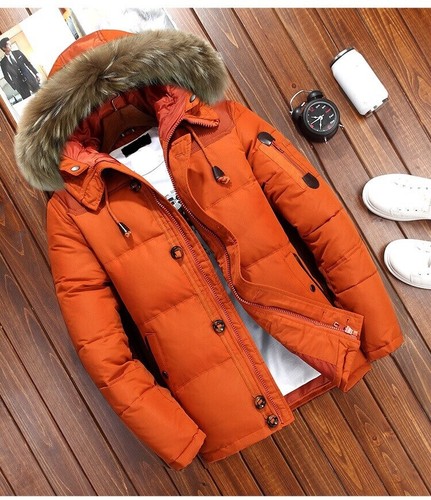 New Men's Warm Down Jacket Fur Collar Thick Winter Hooded Coat Outwear Parka New - Picture 18 of 19