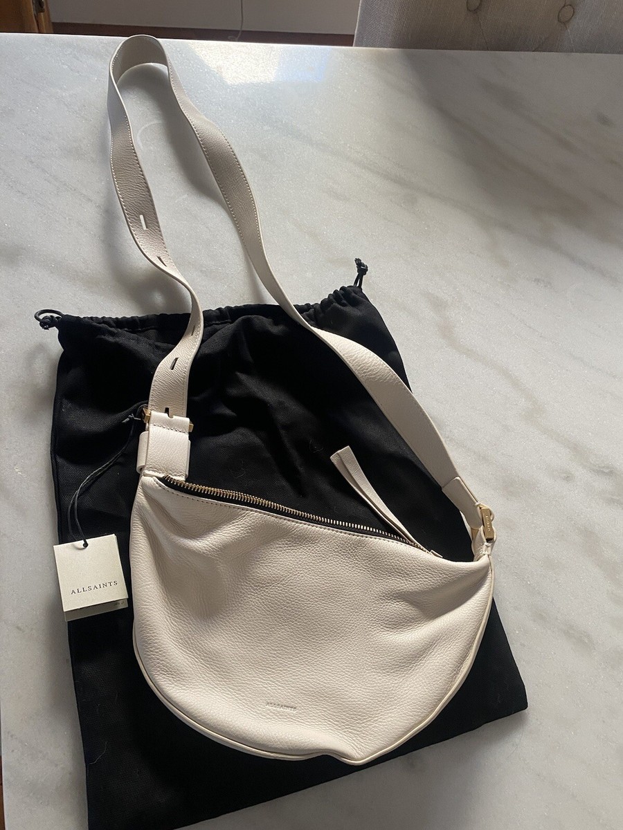NEW All Saints Half Moon White Crossbody Bag leather - New