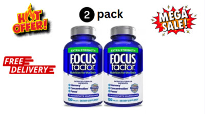 2 Pack Focus Factor Extra Strength Brain Supplement 120 Count Multivitamins