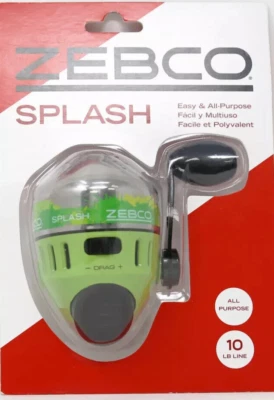 new Zebco Splash Spincast Reel lime green push button 10lb test