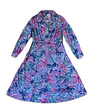 Vintage ANTOINETTE Dress Women Size 12 Slim Floral Long Sleeve Belted