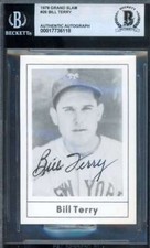 Bill Terry Beckett BAS Signed 1978 Grand Slam Autograph