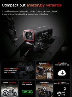 Motorcycle Dash Cam 1080p/4k, 142° Wide Angle, WiFi, GPS, Waterproof