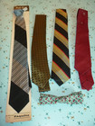 Lot of 5 Vtg 50s Skinny Ties & Bow Tie 2-2.5" WIde