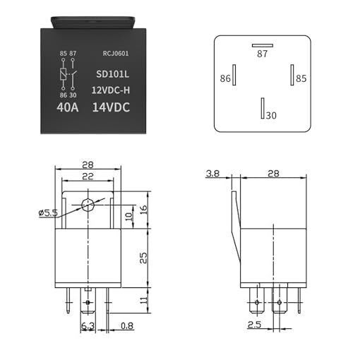 Car Truck Auto Automotive DC 12V 40A 40 AMP SPDT Relés y zócalo 5 pines