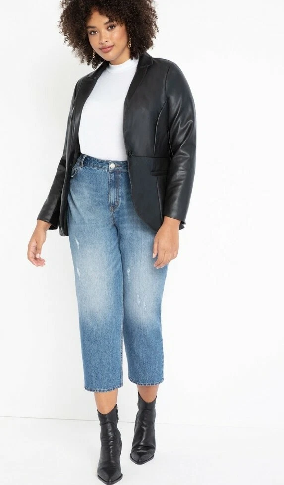 ELOQUII BLACK FAUX LEATHER JACKET SIZE 16 NWT eBay