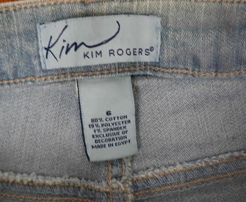 Pantalones de mezclilla para mujer Kim Rogers capri talla 6 azul lavado claro bolsillos Foto 4 de 4