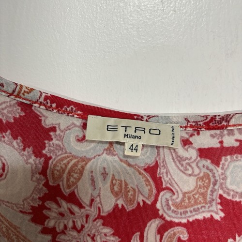 Etro Milano Dress Red Floral Stretch Jersey Ruched Size 44 Women’s - Picture 5 of 6