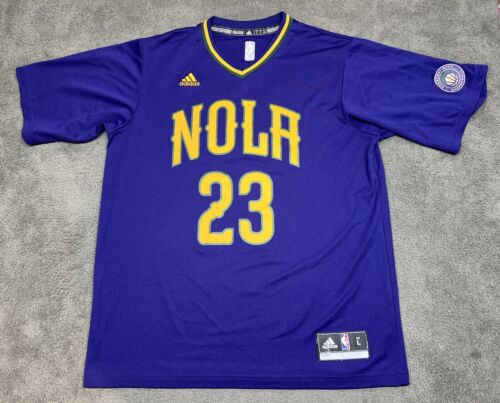 NBA Mens jersey Large nola New Orleans Davis 23 Pelicans Lakers Mardi gras Used - Zdjęcie 1 z 11