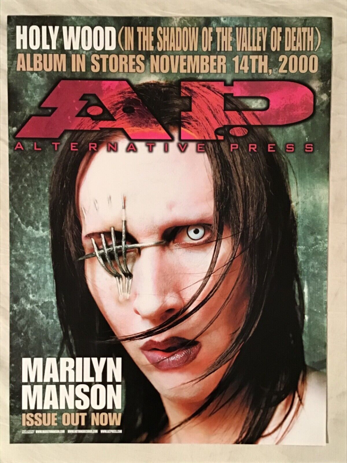 Marilyn Manson 2000 Promo Poster Holywood Alternative Press New