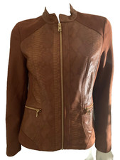 New Marcnewyork Andrewmarc Women Autumn Winter Faux Leather Sued Jacket Brownxs