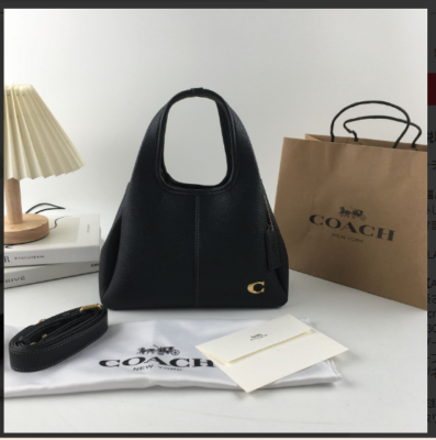 COACH CM545 Lana Shoulder Bag 23 Polished Pebble Leather Black