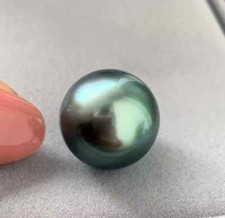 Huge AAAA 11-12mm natural Tahitian genuine black round loose pearl undrilled