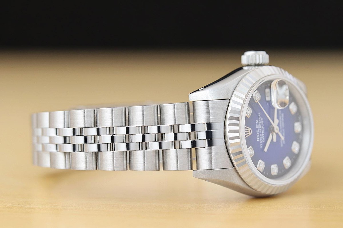 ROLEX LADIES DATEJUST 69174 BLUE VIGNETTE DIAMOND 18K WHITE GOLD