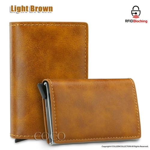 Card Holder RFID Blocking Leather Credit Case Men Money Cash Wallet Clip Purse - Picture 13 of 13