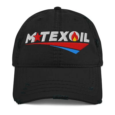 MOULAY M Tex Oil Cap MTEX OIL Embroidered Distressed Dad Hat