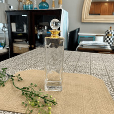 Mette Ditmer Denmark Glass and Gold trim Decanter Carafe 10” With Cover Vintage